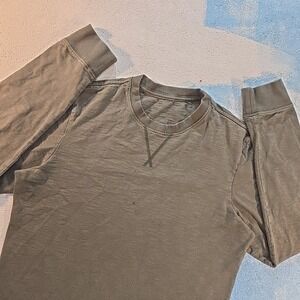 Woolworths Mens M Brown‎ Melange Long Sleeve Cotton Crew Neck T Shirt Small Flaw
